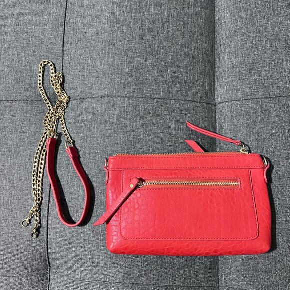 MMS Clutch Crossbody Purse Women Small Red‎ Gold Chain Elegant Evening - Picture 6 of 12